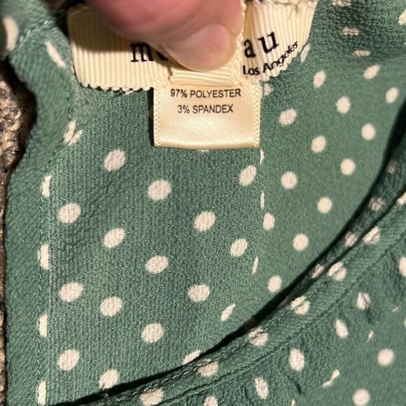 Monteau Green Polka Dot Blouse Size L - Picture 4 of 7